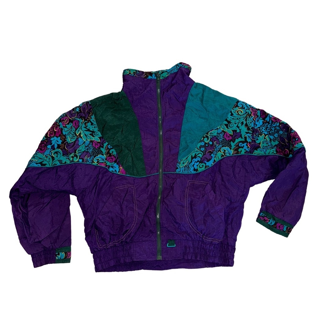 Westside connections Large 80s vintage blue green purple and floral windbreaker